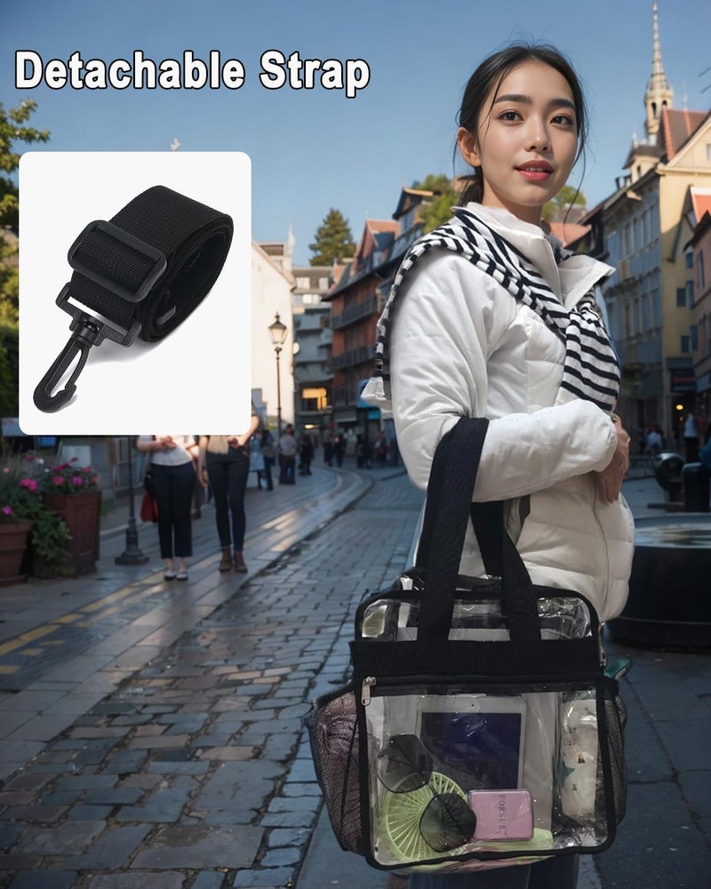 Fammart Clear Beach Bag for Women, Clear Tote Bag with Zipper for Stadium Events, Sports, Concerts, Work - Image 2